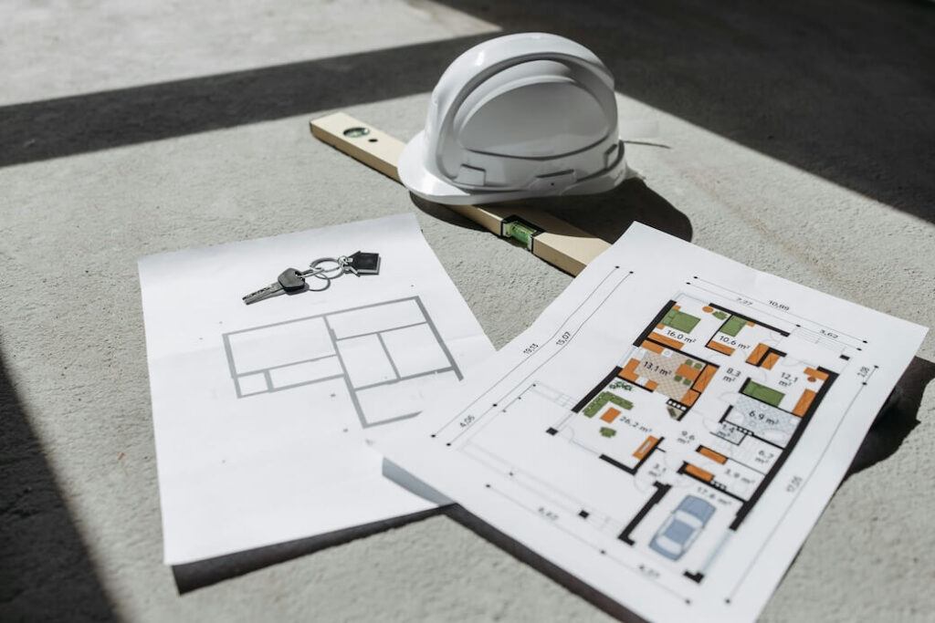 Development plans laid out on a table