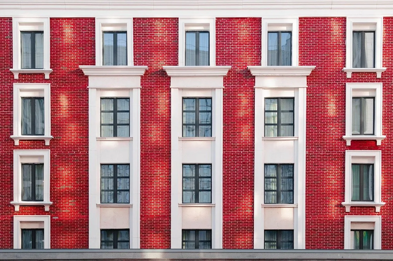 The facade of a residential apartment block